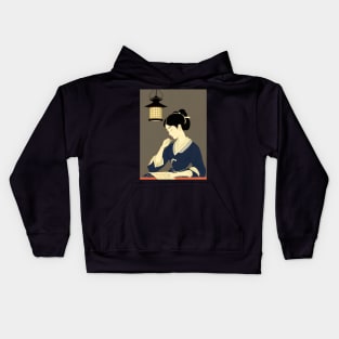 Ukiyo-e Japanese Art - Woman by a Lantern Kids Hoodie